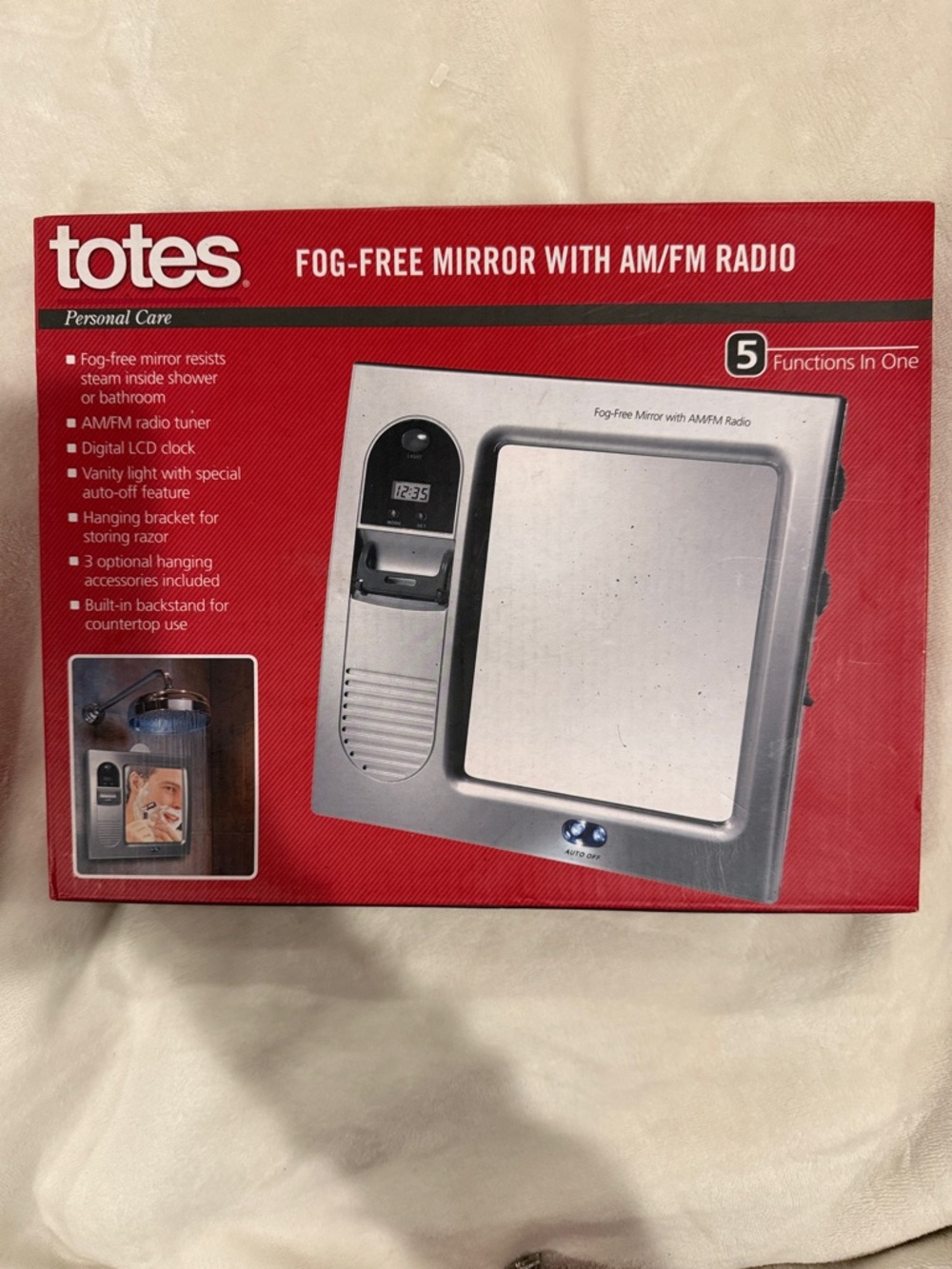 totes Mirror Fog-Free Vanity Mirror with AM/FM Radio - Silver